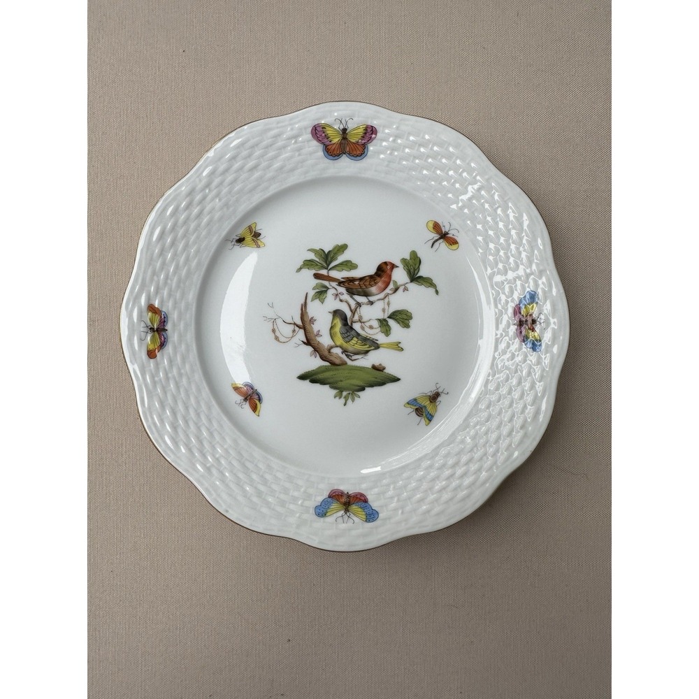 Herend Hungary Rothschild Bird RO 517 Hand Painted 7.5" Dessert Plate